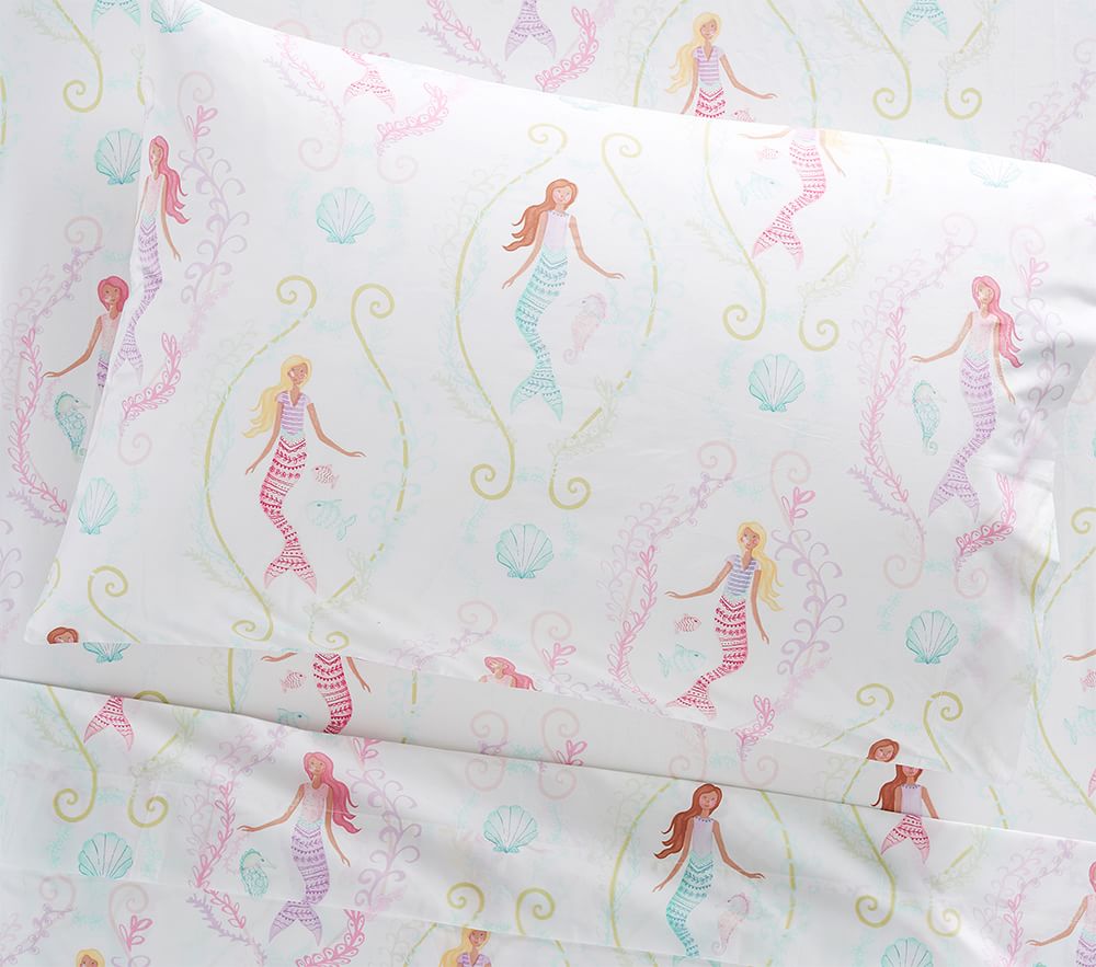 Bailey Mermaid Organic Sheet Set Pillowcases Pottery Barn Kids